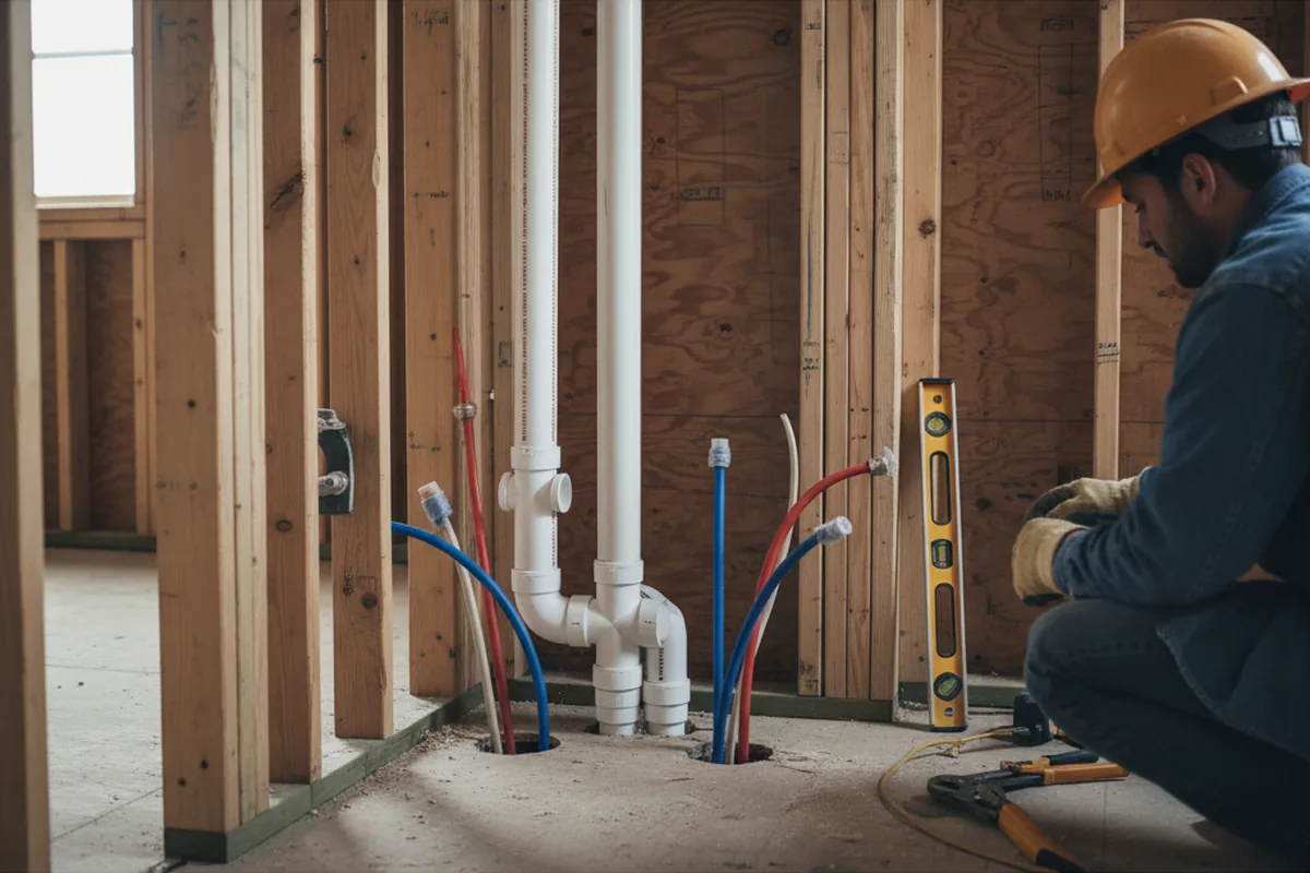 Drain and supply rough-in during Garbage Disposal Repair in Essie