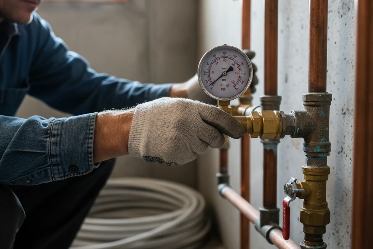 Pressure testing a repaired line during Water Line Repair in Essie